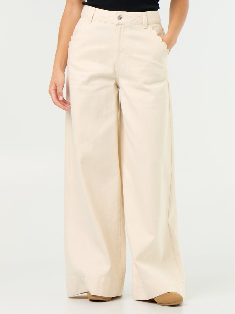 Vaquero wide leg con bolsillos recortados Blanco - Kiabi
