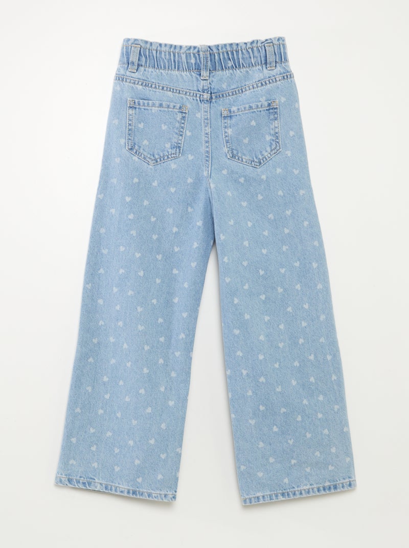 Vaquero wide leg con bordados de corazones AZUL - Kiabi