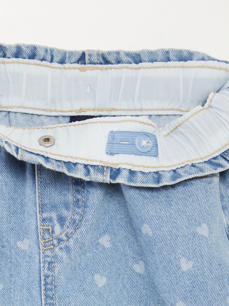 Vaquero wide leg con bordados de corazones AZUL - Kiabi