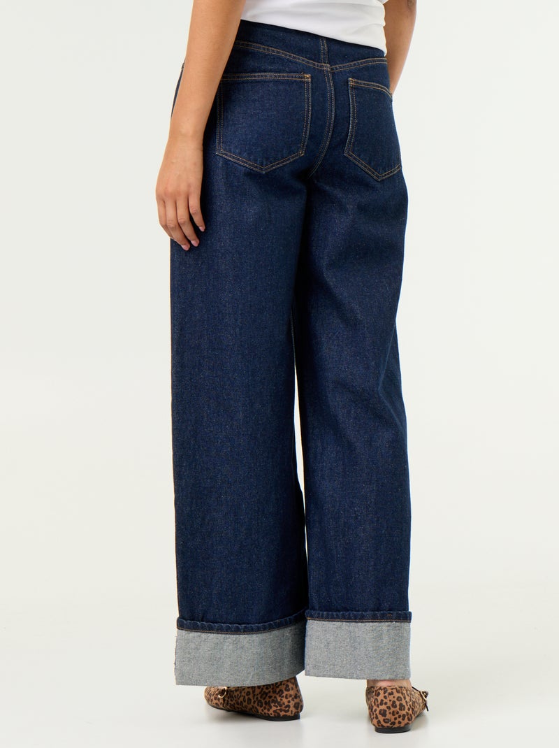 Vaquero wide leg con dobladillo Azul - Kiabi