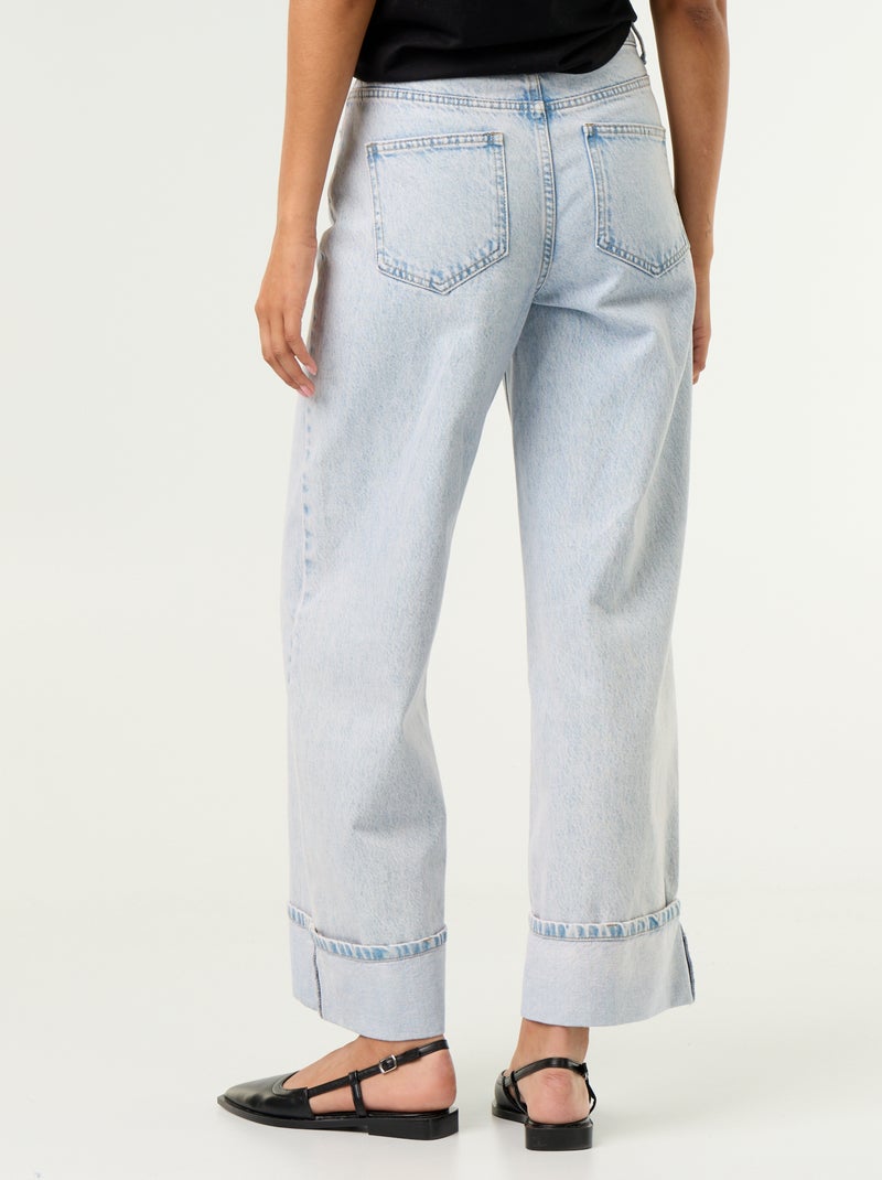 Vaquero wide leg con dobladillo Azul - Kiabi