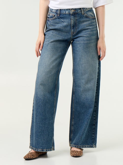 Vaquero wide leg con estrellas bordadas en los bolsillos traseros - Kiabi