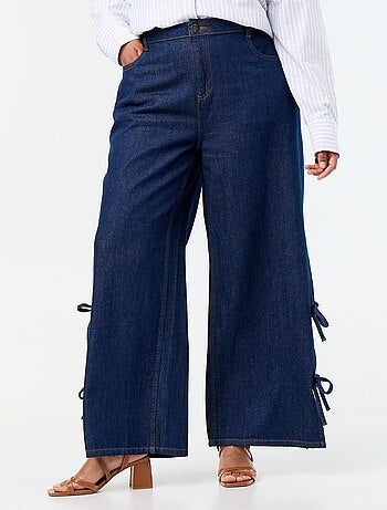 Vaquero wide leg con lazos fantasía en los laterales