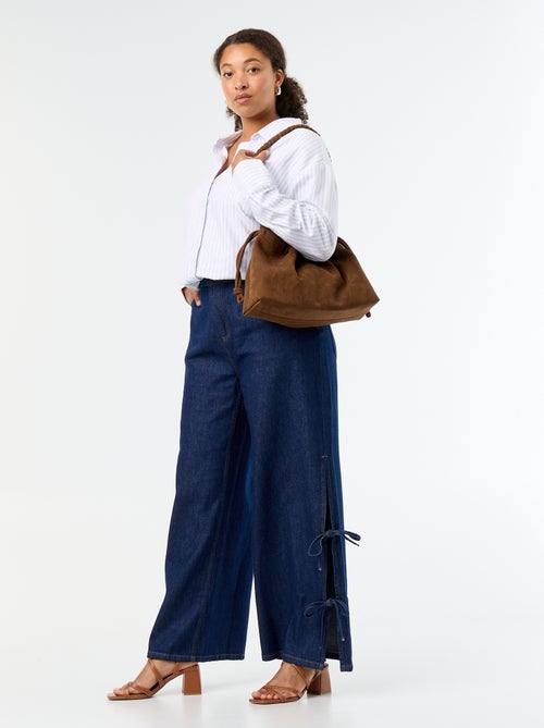 Vaquero wide leg con lazos fantasía en los laterales - Kiabi