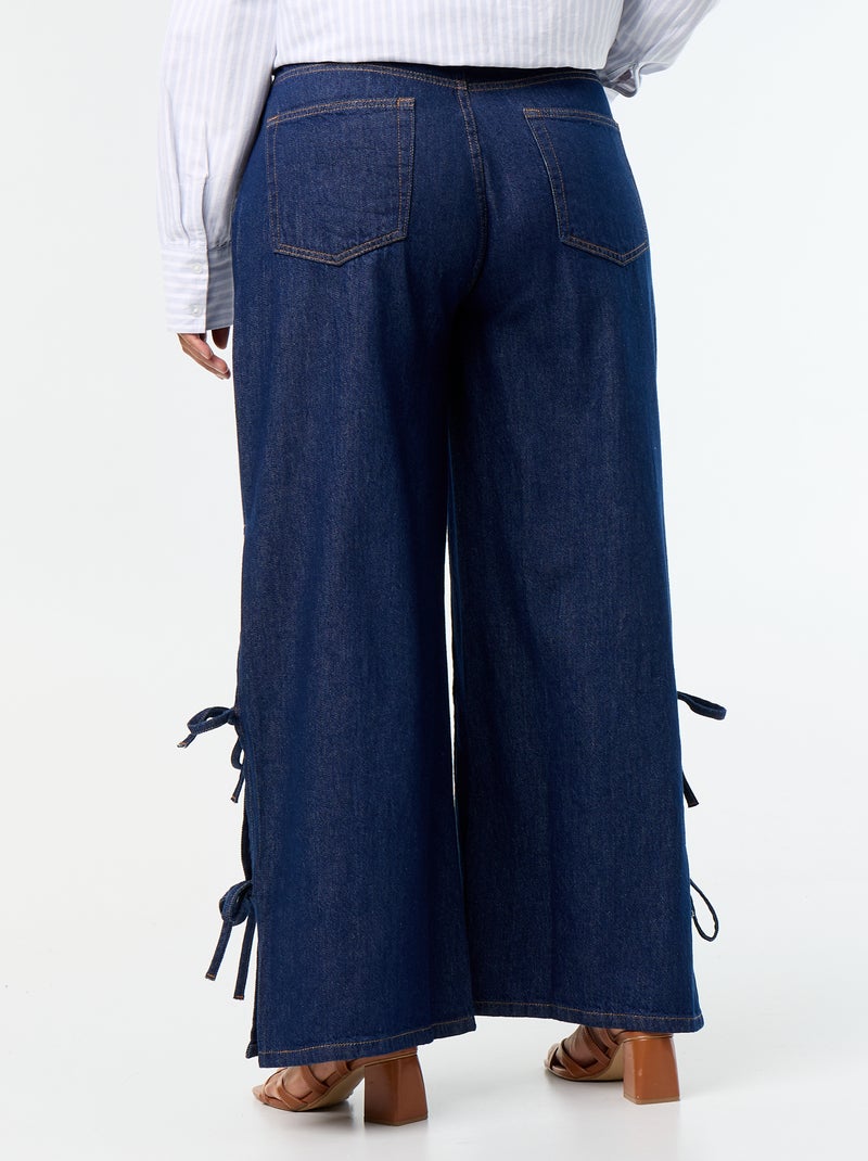 Vaquero wide leg con lazos fantasía en los laterales Azul - Kiabi