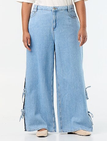 Vaquero wide leg con lazos fantasía en los laterales