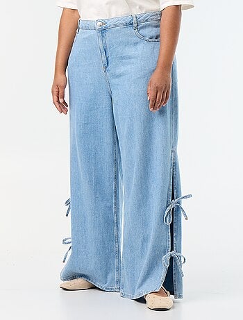 Vaquero wide leg con lazos fantasía en los laterales