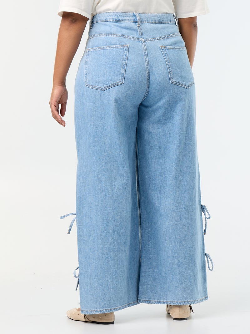 Vaquero wide leg con lazos fantasía en los laterales Azul - Kiabi