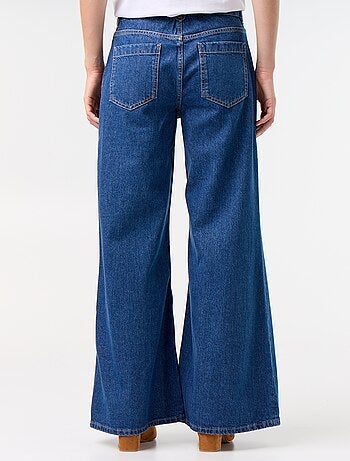 Vaquero wide leg / corte ancho con bolsillos de parche