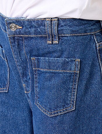 Vaquero wide leg / corte ancho con bolsillos de parche