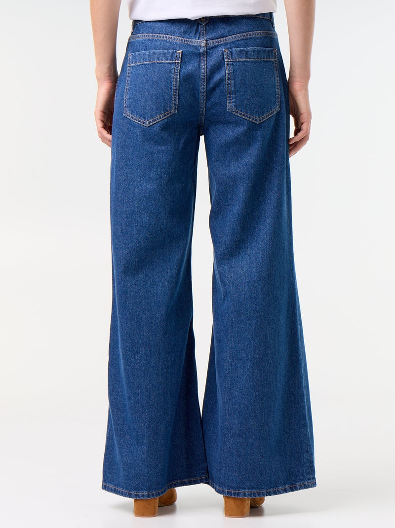 Vaquero wide leg / corte ancho con bolsillos de parche Azul - Kiabi