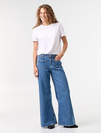 Vaquero wide leg / corte ancho con bolsillos de parche