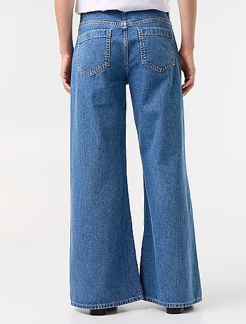 Vaquero wide leg / corte ancho con bolsillos de parche