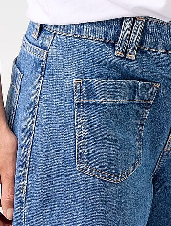 Vaquero wide leg / corte ancho con bolsillos de parche