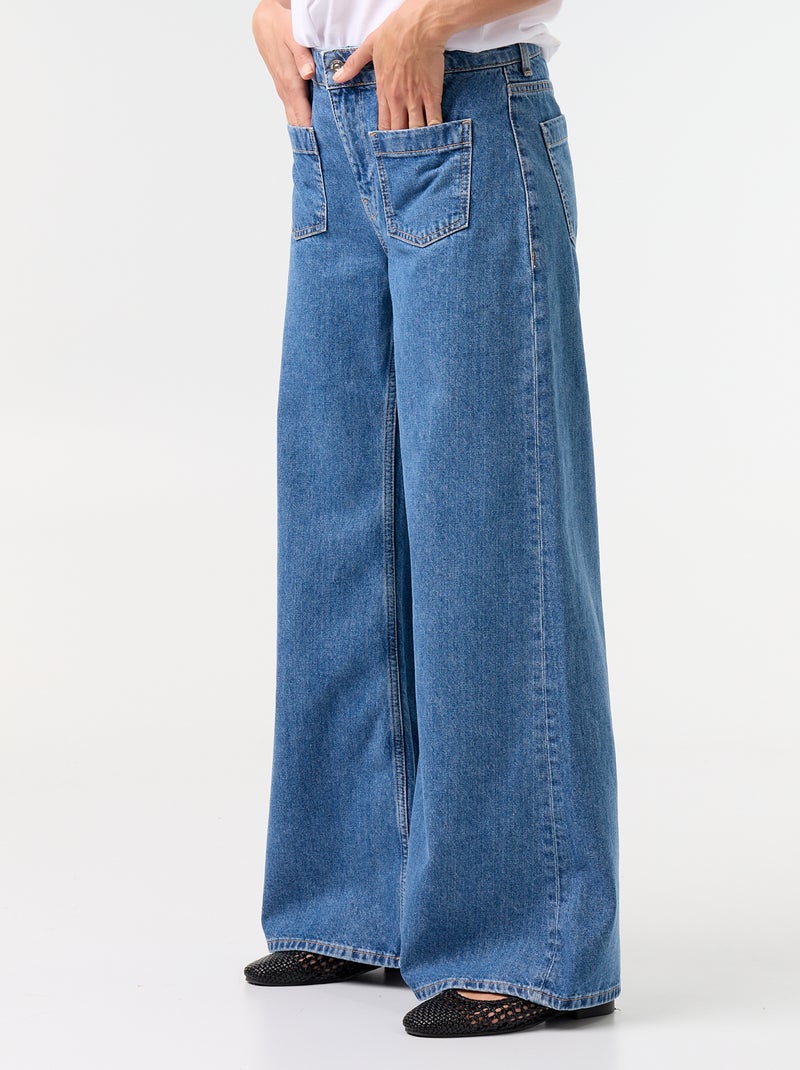 Vaquero wide leg / corte ancho con bolsillos de parche Azul - Kiabi