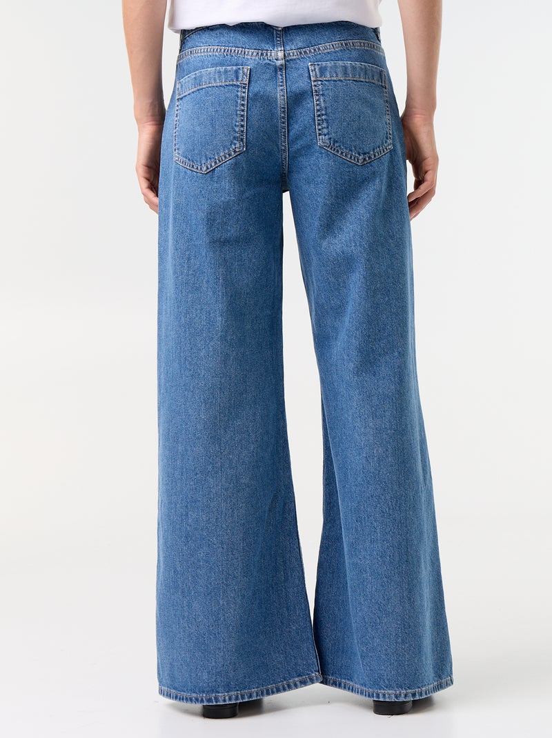 Vaquero wide leg / corte ancho con bolsillos de parche Azul - Kiabi