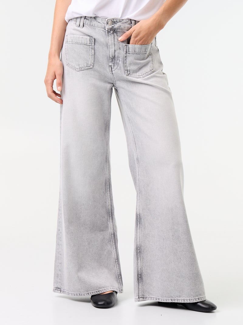 Vaquero wide leg / corte ancho con bolsillos de parche Gris - Kiabi