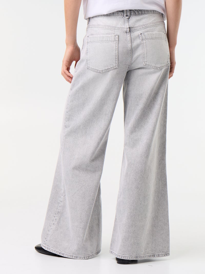 Vaquero wide leg / corte ancho con bolsillos de parche Gris - Kiabi