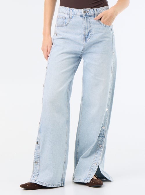 Vaquero wide leg / corte ancho con botones a presión decorativos en los laterales - Kiabi