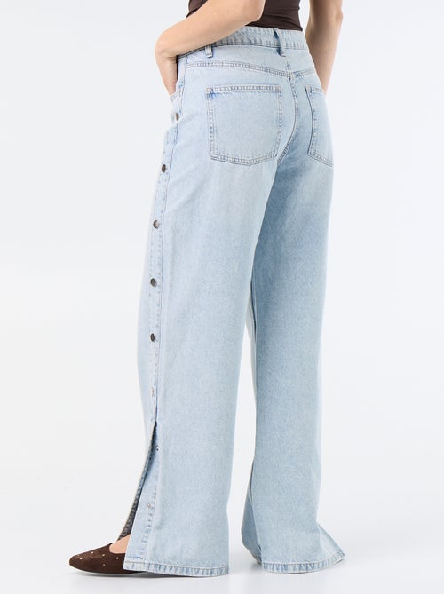 Vaquero wide leg / corte ancho con botones a presión decorativos en los laterales - Kiabi
