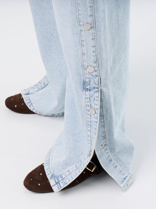 Vaquero wide leg / corte ancho con botones a presión decorativos en los laterales - Kiabi