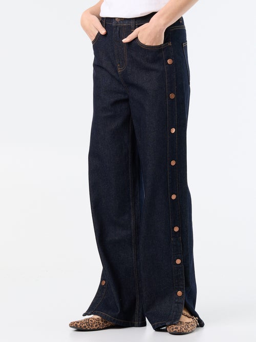 Vaquero wide leg / corte ancho con botones a presión decorativos en los laterales - Kiabi Vaquero wide leg / corte ancho con botones a presión decorativos en los laterales - Kiabi