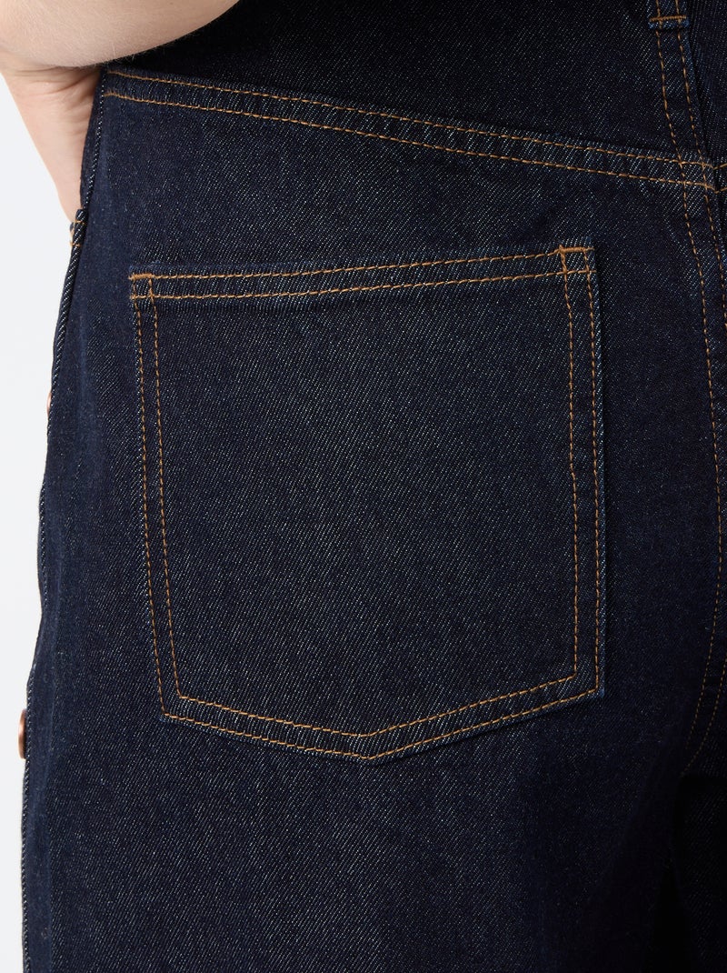 Vaquero wide leg / corte ancho con botones a presión decorativos en los laterales Azul - Kiabi