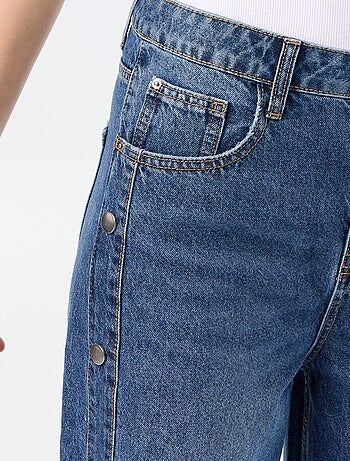 Vaquero wide leg / corte ancho con botones a presión decorativos en los laterales