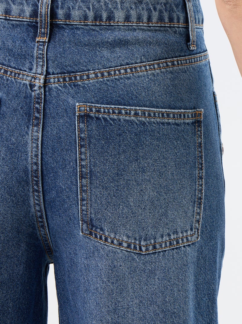 Vaquero wide leg / corte ancho con botones a presión decorativos en los laterales Azul - Kiabi