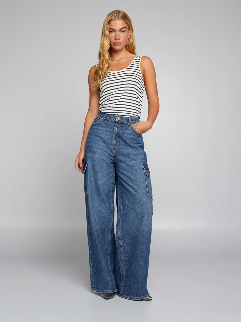Vaquero wide-leg de tiro alto AZUL - Kiabi