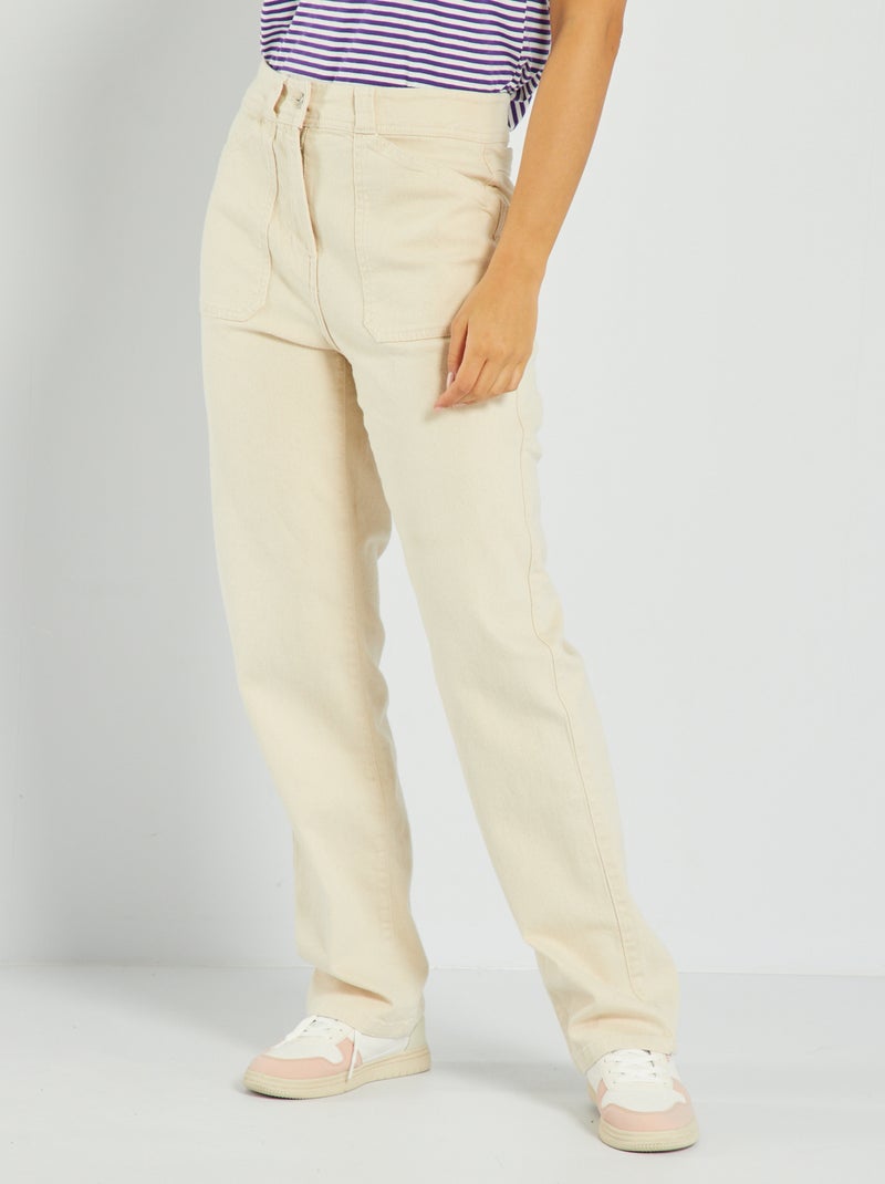 Vaquero wide-leg de tiro alto BEIGE - Kiabi