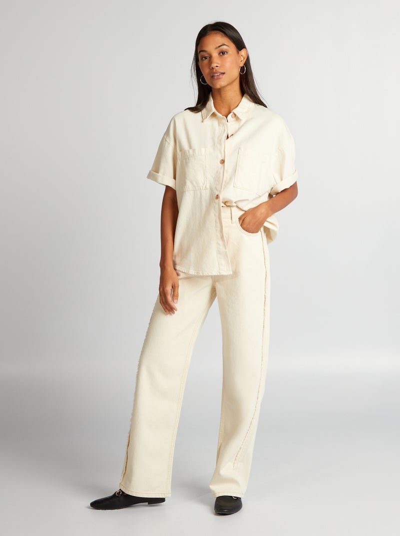 Vaquero wide leg de tiro alto BEIGE - Kiabi