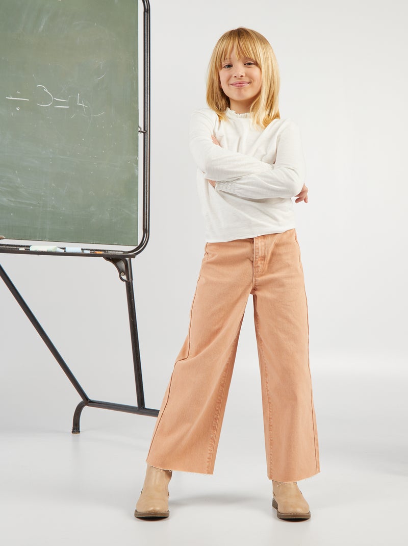 Vaquero wide leg de tiro alto BEIGE - Kiabi