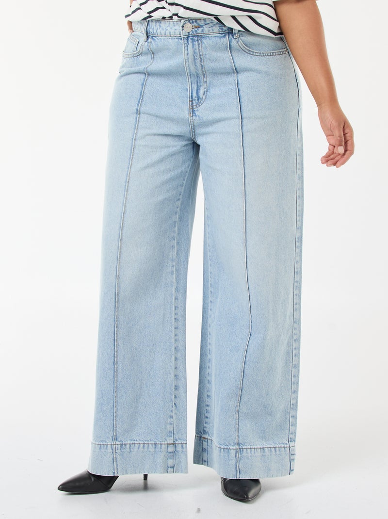Vaquero wide leg de tiro alto con pinzas delanteras Azul - Kiabi