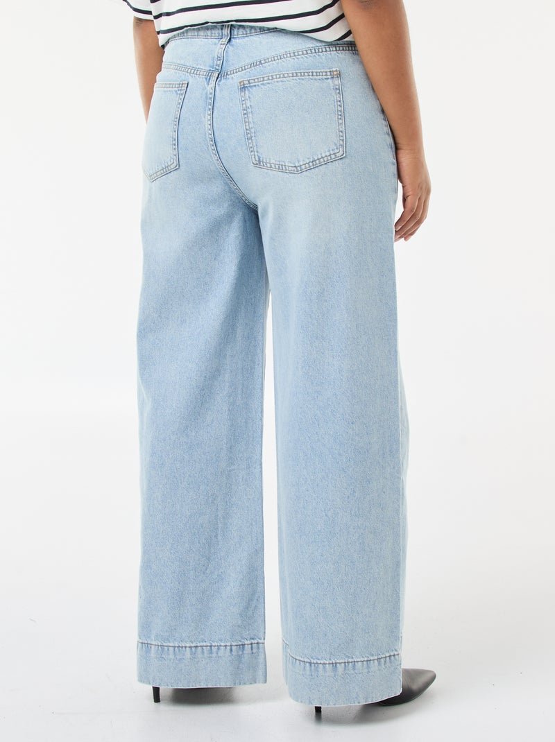 Vaquero wide leg de tiro alto con pinzas delanteras Azul - Kiabi