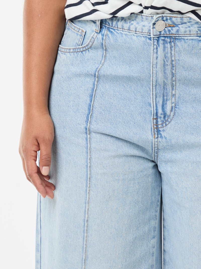 Vaquero wide leg de tiro alto con pinzas delanteras Azul - Kiabi