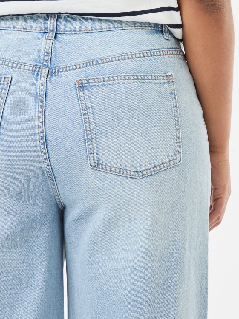 Vaquero wide leg de tiro alto con pinzas delanteras Azul - Kiabi