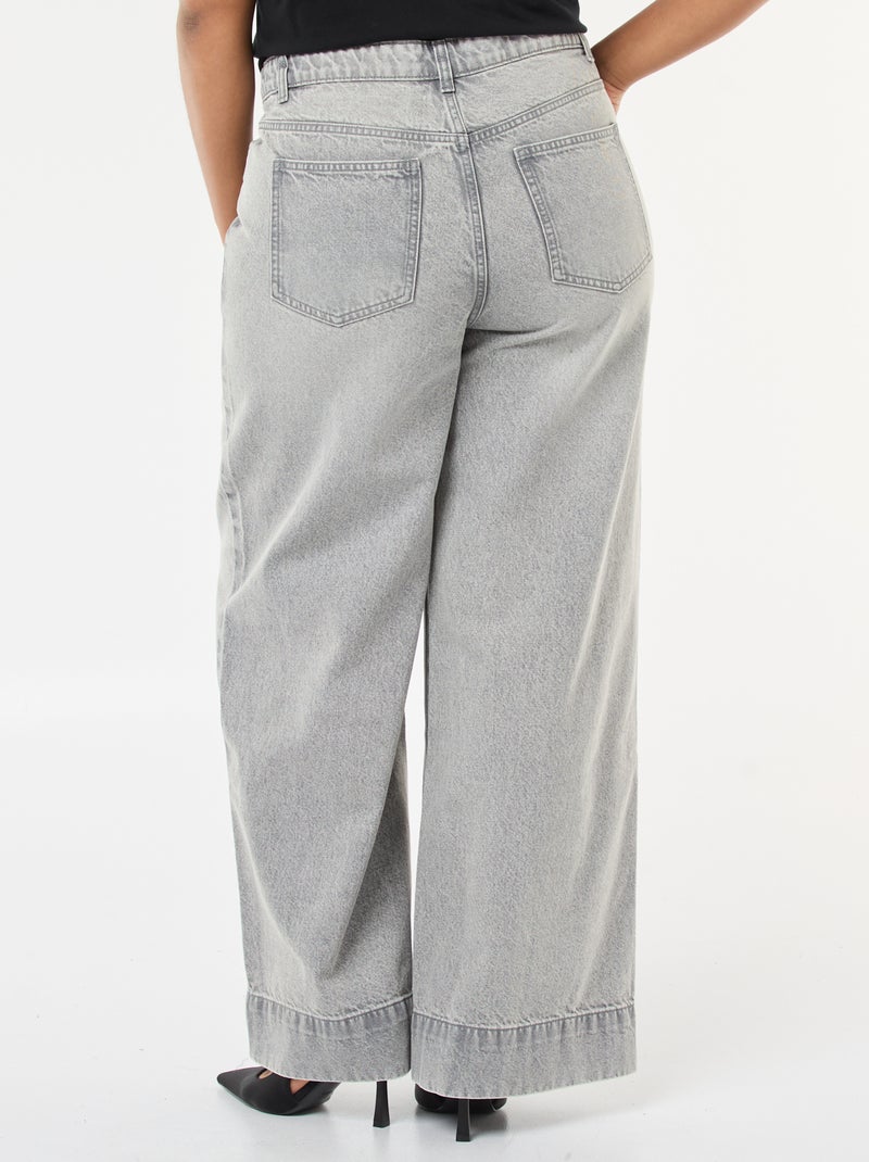 Vaquero wide leg de tiro alto con pinzas delanteras Gris - Kiabi