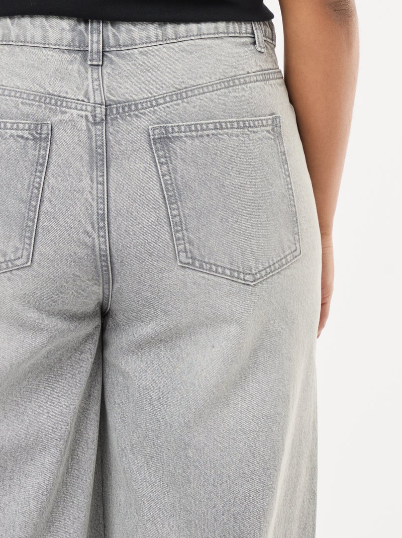 Vaquero wide leg de tiro alto con pinzas delanteras Gris - Kiabi