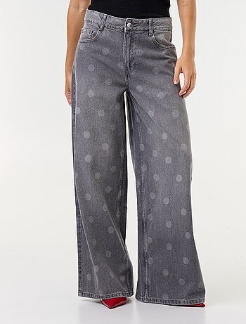 Vaquero wide leg de tiro alto de lunares