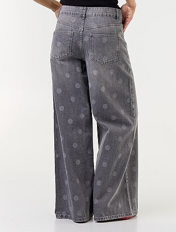 Vaquero wide leg de tiro alto de lunares