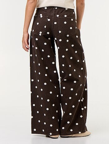 Vaquero wide leg de tiro alto de lunares