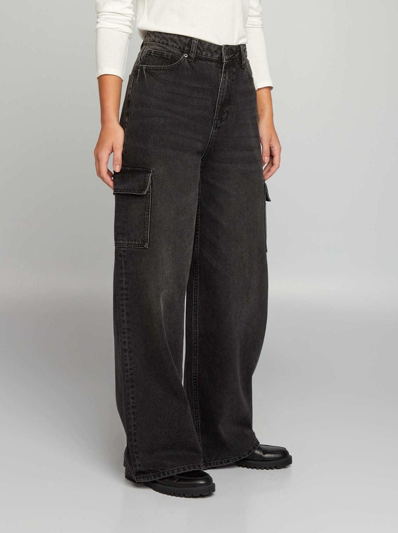 Vaquero wide-leg de tiro alto GRIS - Kiabi