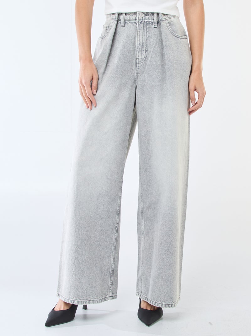 Vaquero wide leg de tiro alto Gris - Kiabi