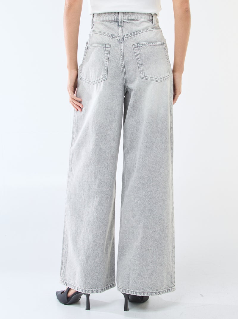 Vaquero wide leg de tiro alto Gris - Kiabi