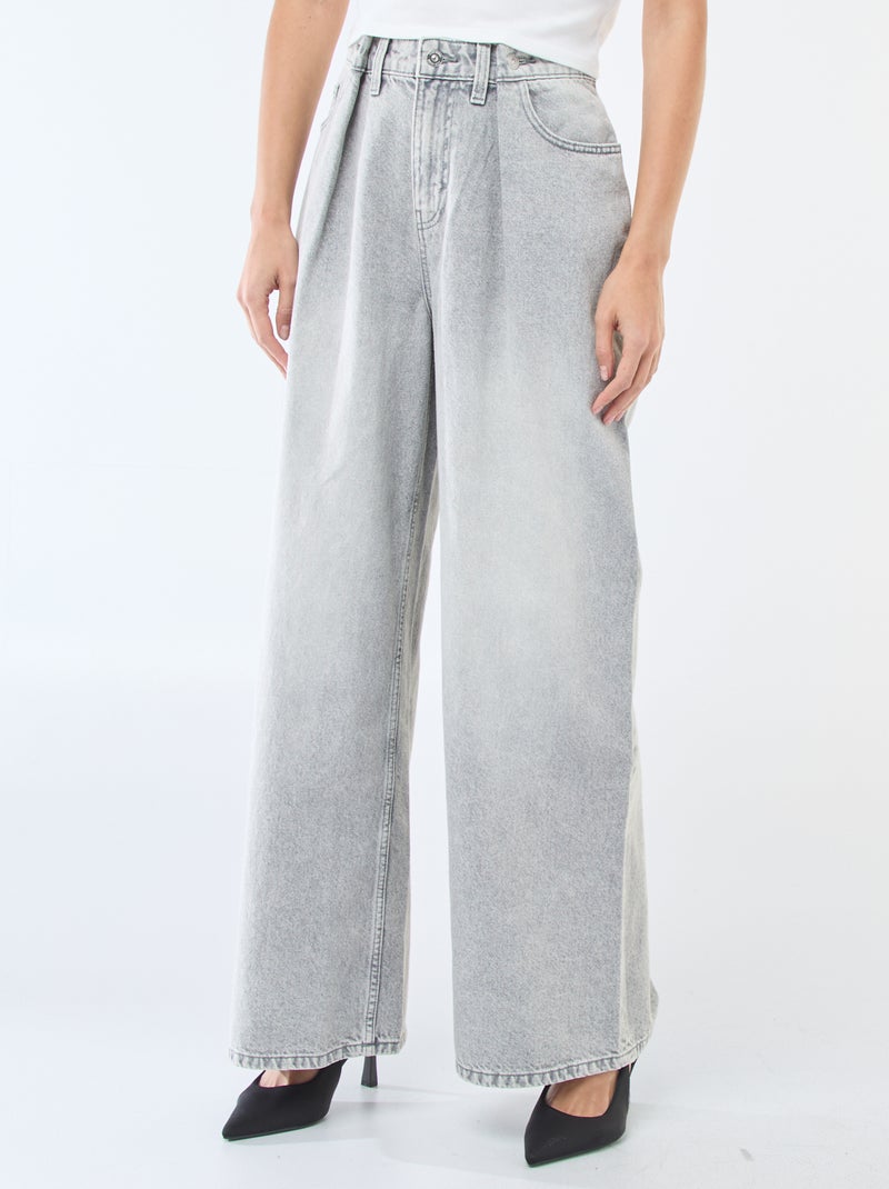 Vaquero wide leg de tiro alto Gris - Kiabi