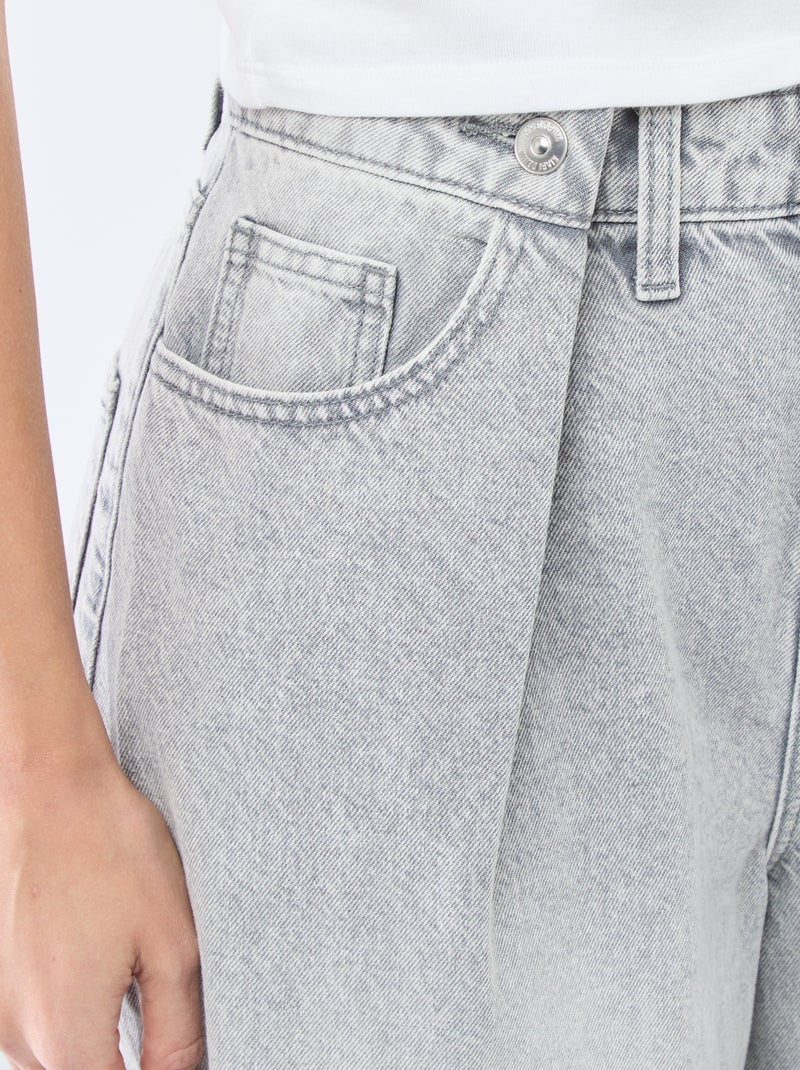 Vaquero wide leg de tiro alto Gris - Kiabi