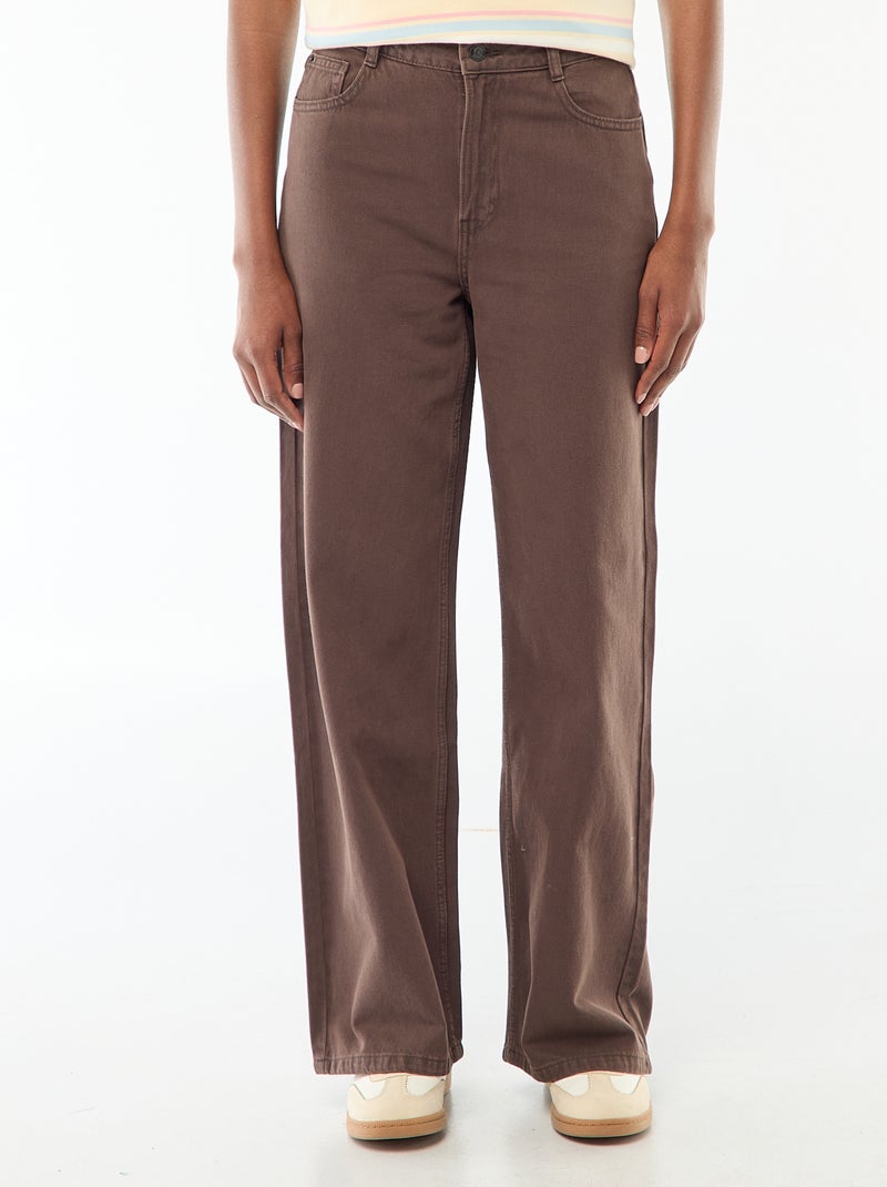 Vaquero wide leg de tiro alto Marron - Kiabi