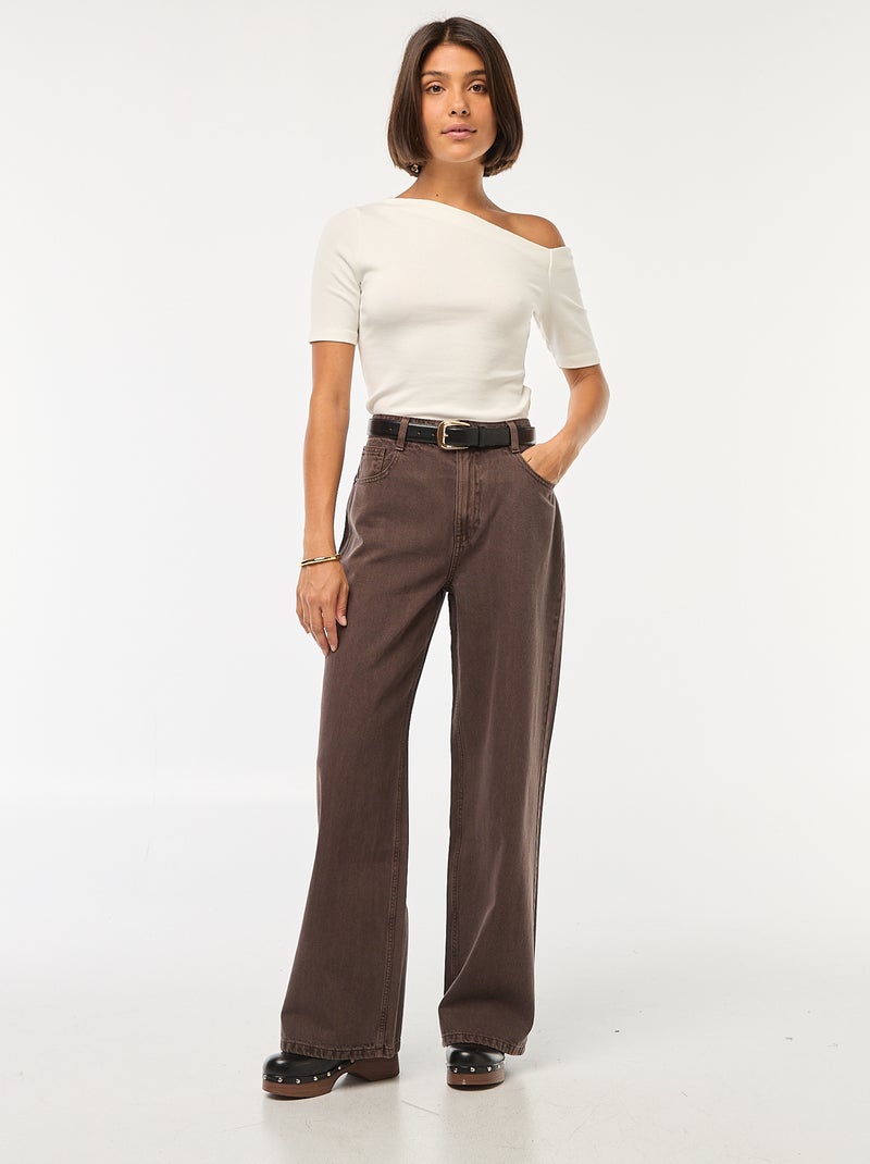 Vaquero wide leg de tiro alto Marron - Kiabi
