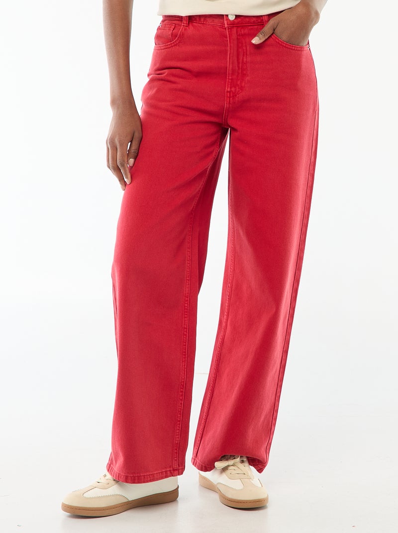 Vaquero wide leg de tiro alto Rojo - Kiabi